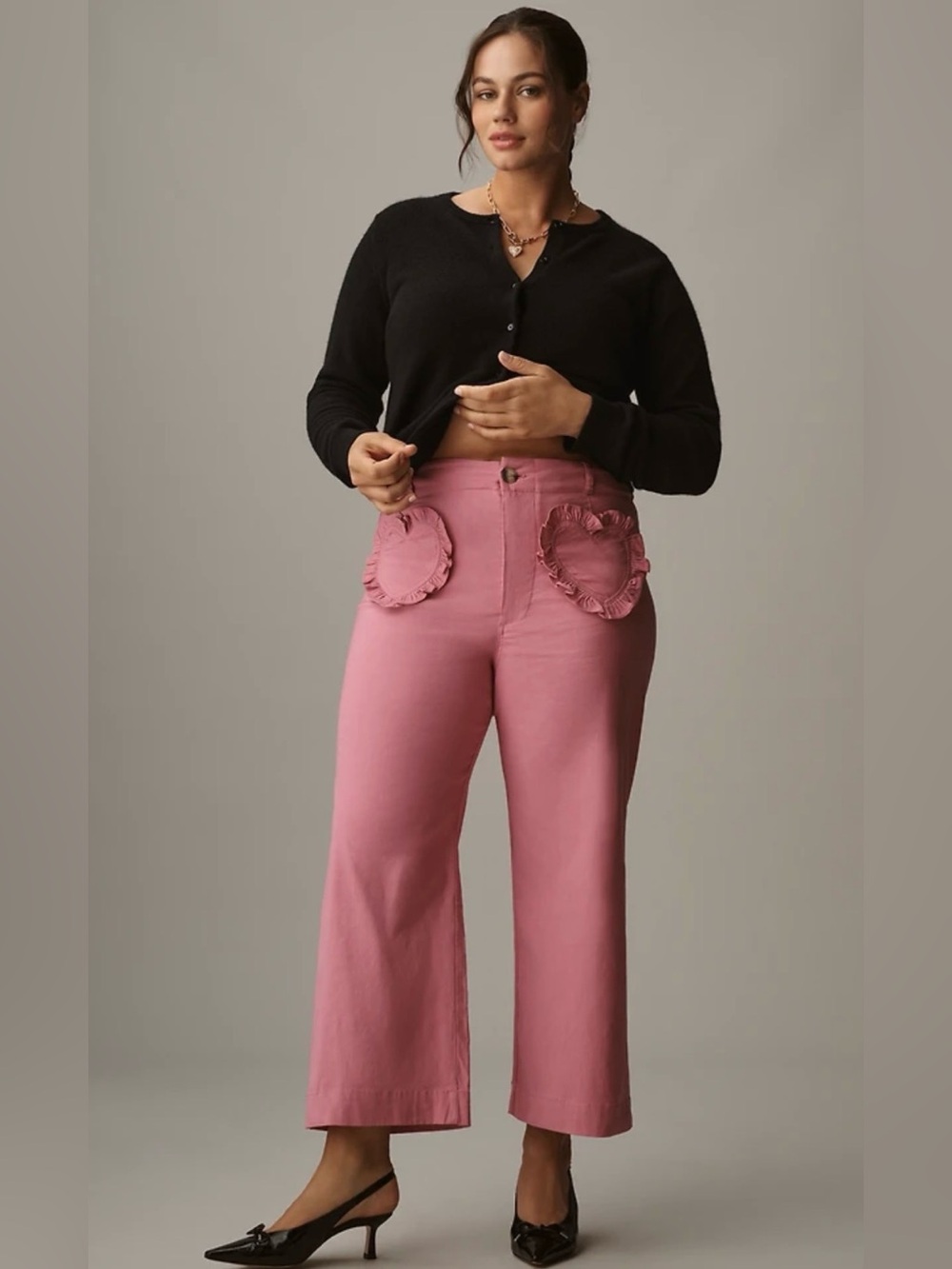MAEVE By Anthropologie The Colette Heart Pocket Crop Wide-Leg Pants